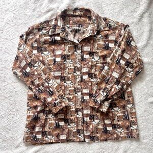 Coffee & Espresso Graphic Button Up